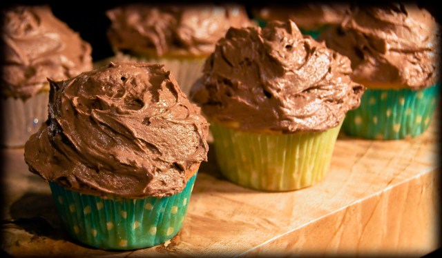 Rainy Day Cupcakes with Chocolate Buttercream Frosting