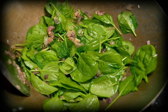 Sauteing Spinach from our Garden