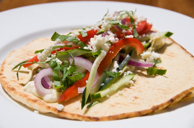 Veggie Wrap with Feta and Hummus