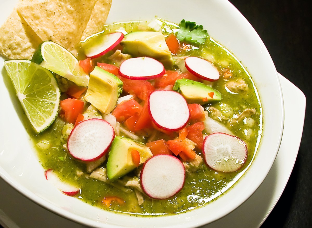 Garnishes on Pozole Verde