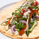 Veggie Wraps with Hummus, Feta and Basil
