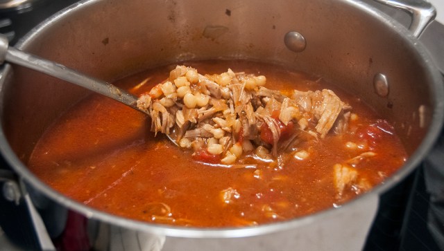 Pozole Rojo in the pot