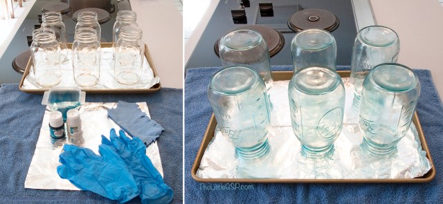 Painting Mason Jars to create 'Vintage' blue Ball Jars