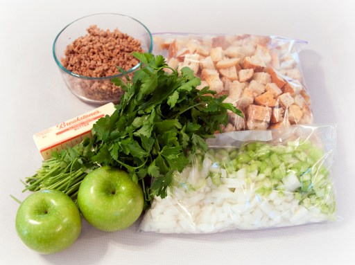 Some of the stuffing ingredients (there was a lot more bread than pictured!)