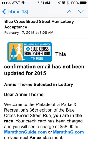 I'm in! Broad Street 2015